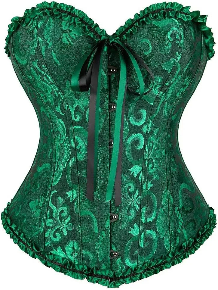 Corset Dress Top Bustier for Women Lace up Brocade Classic Floral Plus Size