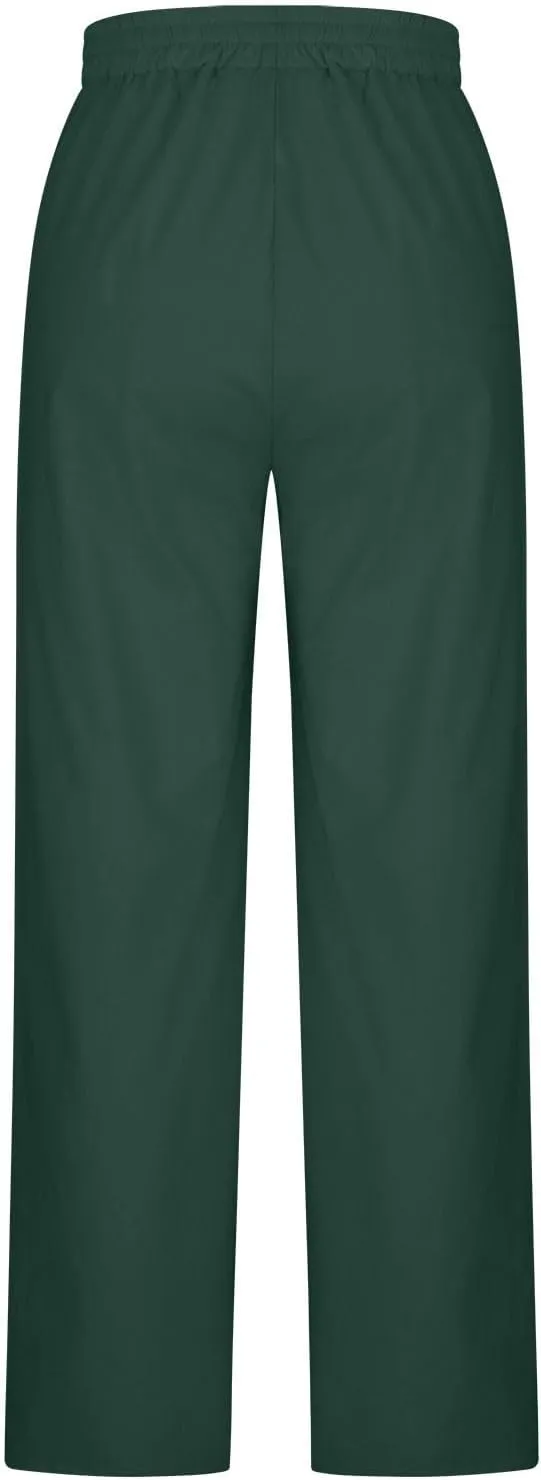 Cotton Linen Pants Women Casual Summer Tie High Waisted Wide Leg Palazzo Pants Solid Loose Fit Plus Size Trousers