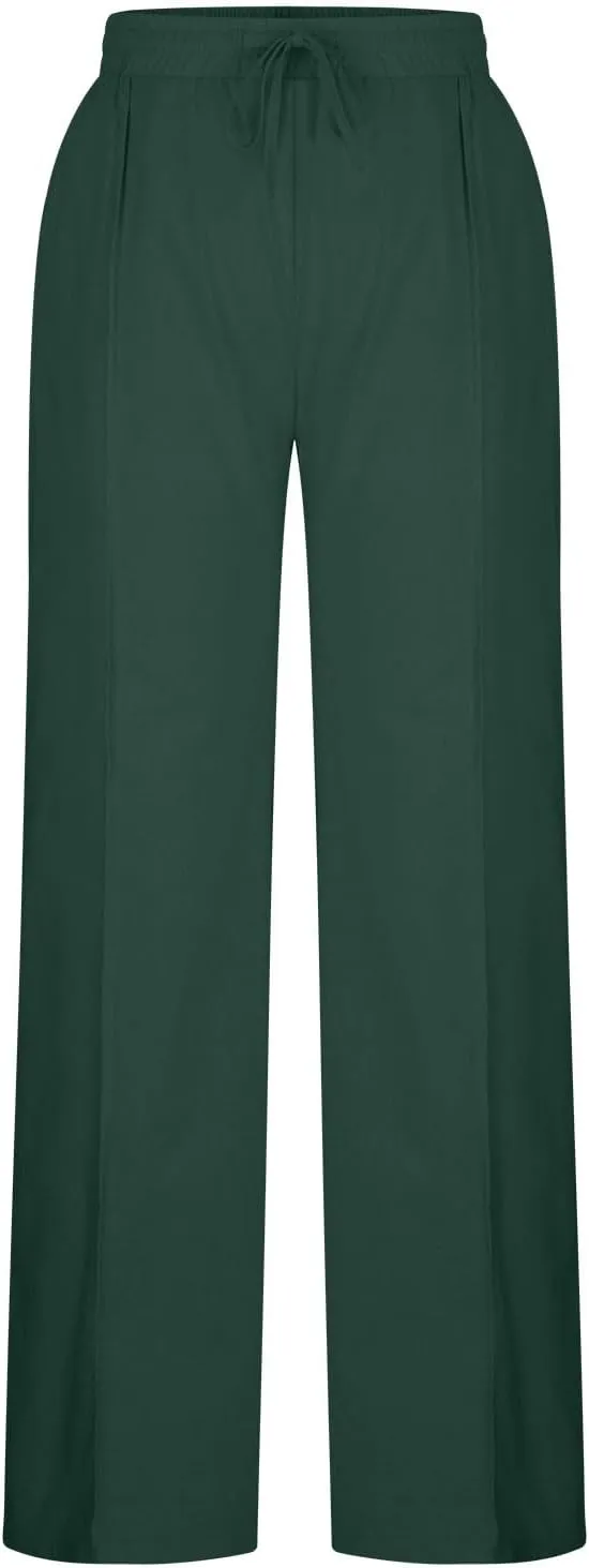 Cotton Linen Pants Women Casual Summer Tie High Waisted Wide Leg Palazzo Pants Solid Loose Fit Plus Size Trousers