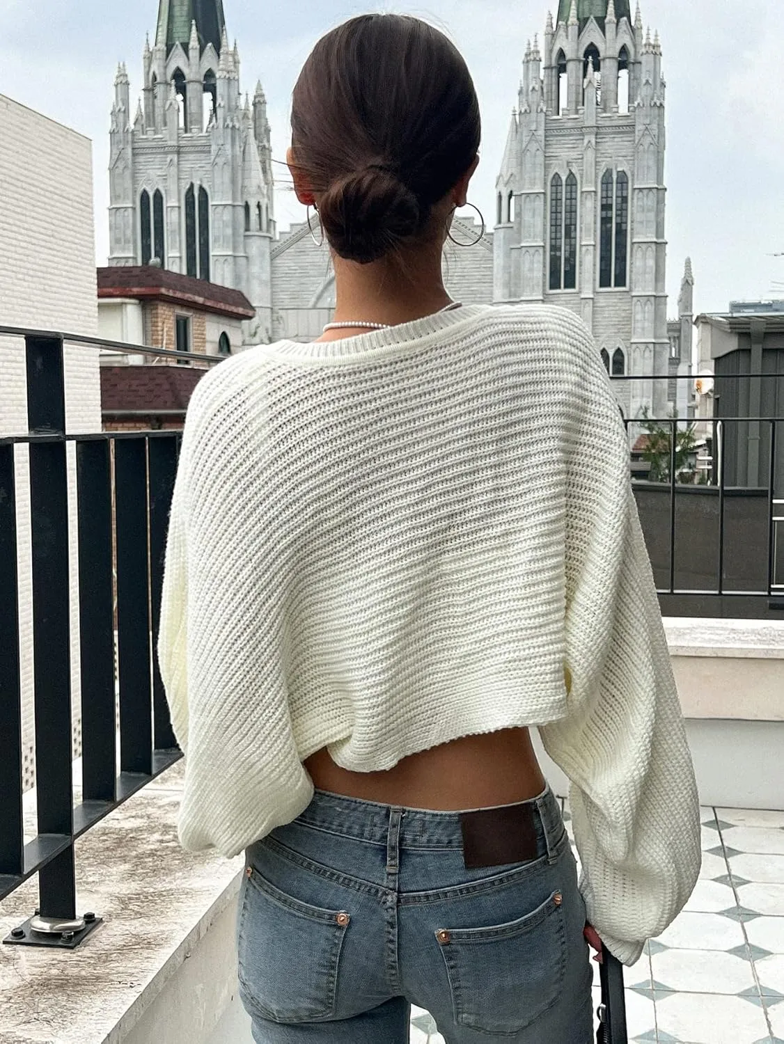 COZYEASE Women's Bolero Shrug Sweaters Long Sleeve Open Front Rib Knit Cropped Cardigan Sweater Fashion