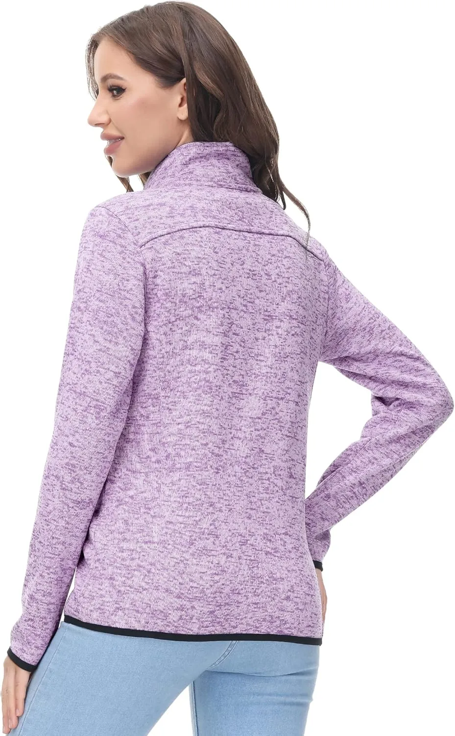 COZZIPLUS Women Zip Up Sweater Jacket with Fleece Interior, Warm Knitted Fleece Jacket with Pockets