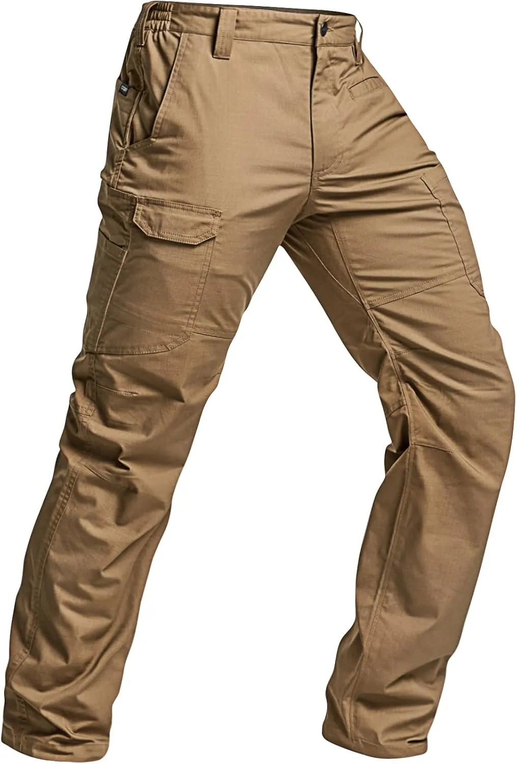 CQR Men's Utility Flex Cargo Pants, Classic-Fit Casual Stretch Work Pants, Water Resistant Lightweight Tactical Hiking Pants