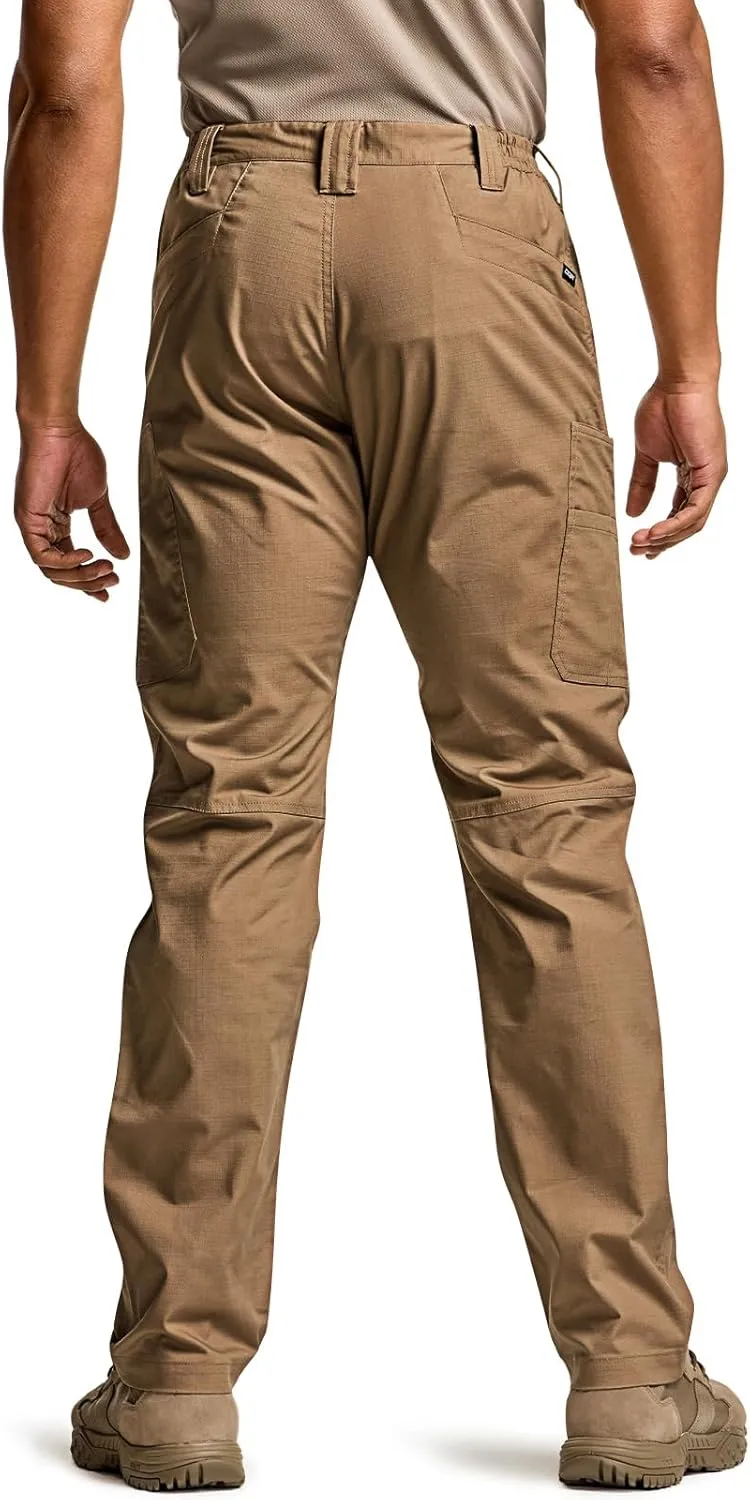 CQR Men's Utility Flex Cargo Pants, Classic-Fit Casual Stretch Work Pants, Water Resistant Lightweight Tactical Hiking Pants