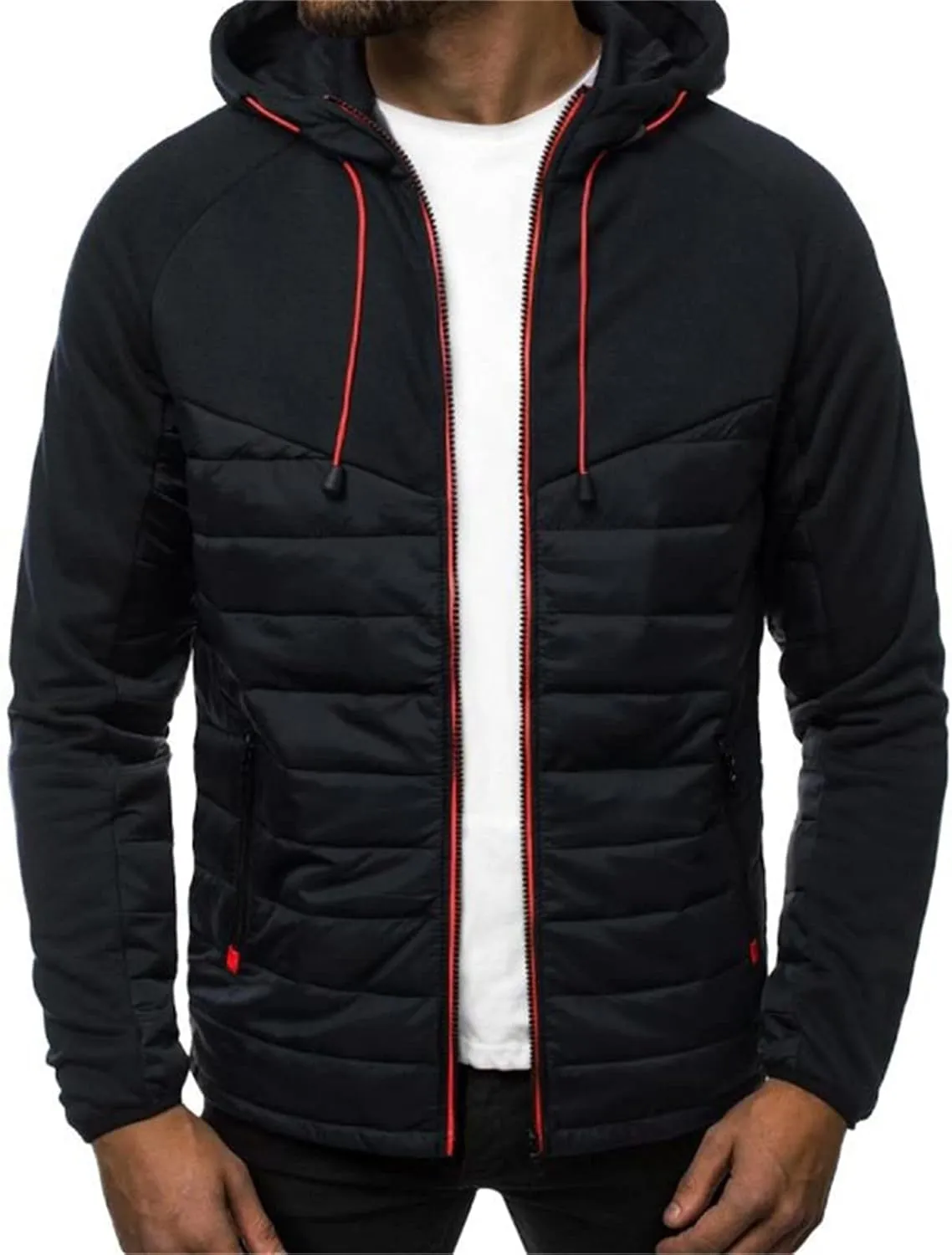 Crazynekos Men Autumn Winter Cotton Coat Padded Jacket Warm Long Sleeve Top Casual