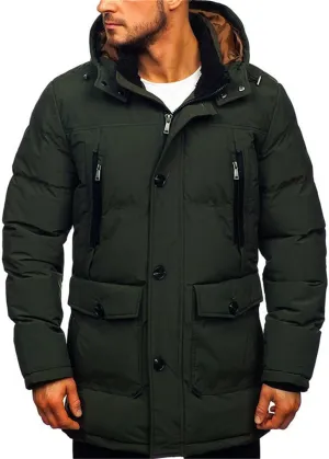 Crazynekos Mens Autumn and Winter Cotton Coat Padded Jacket Warm Long Sleeve Top