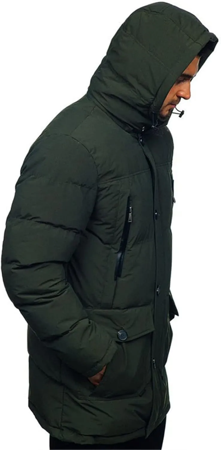 Crazynekos Mens Autumn and Winter Cotton Coat Padded Jacket Warm Long Sleeve Top
