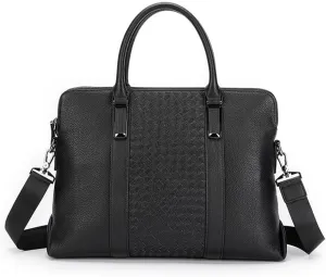CSCDD Leather Tote Top Layer Cowhide Hand-Woven Men's Business Briefcase Computer Bag
