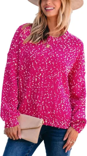CUPSHE Womens Pullover Sweater Rainbow Pom Ribbed Knit Long Sleeve Fall Colorful Jumper Tops