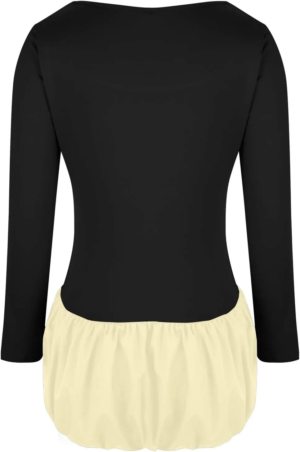 Cute Bubble Mini Dress for Women Slim Fit Scoop Neck Tops Patchwork Dresses Long Sleeve Y2K Color Block Short Dress