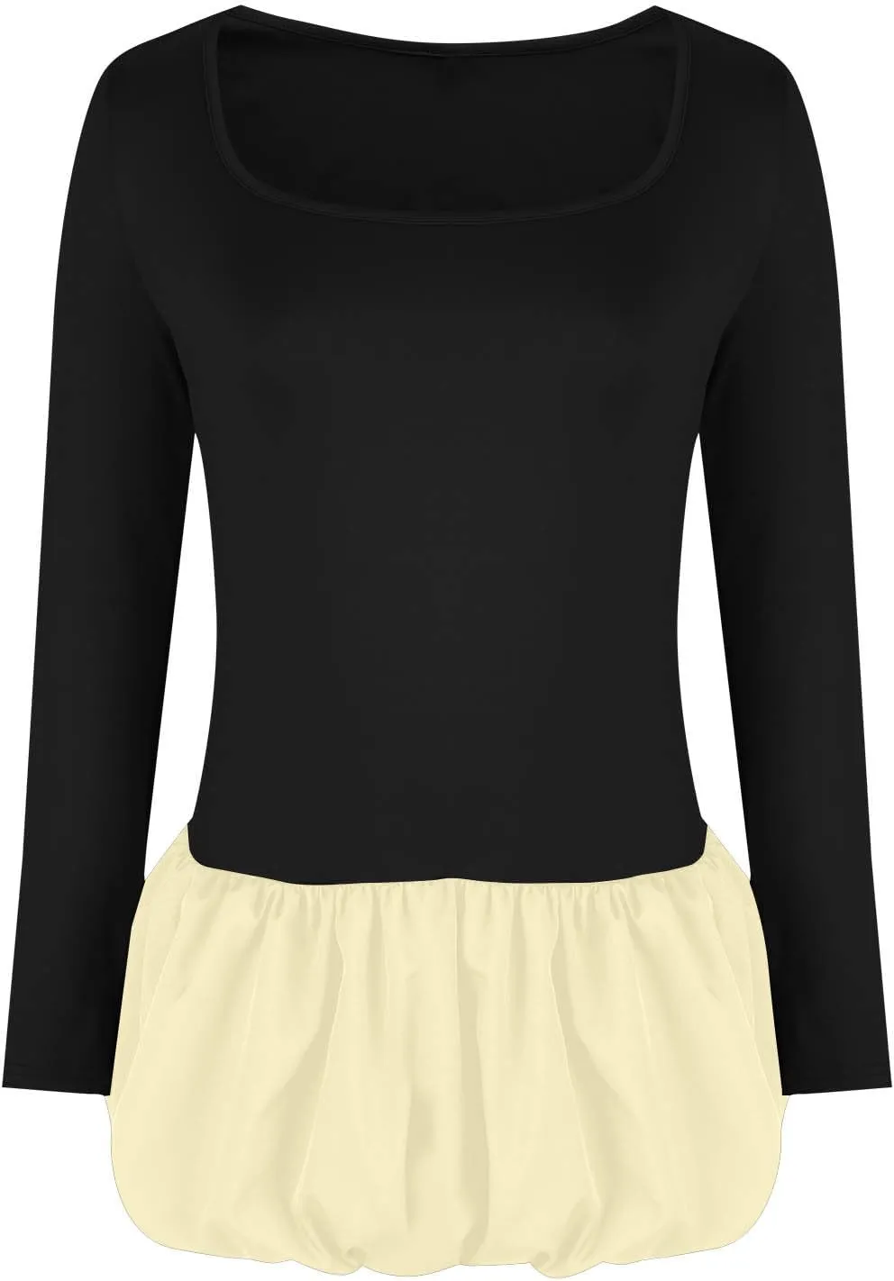 Cute Bubble Mini Dress for Women Slim Fit Scoop Neck Tops Patchwork Dresses Long Sleeve Y2K Color Block Short Dress