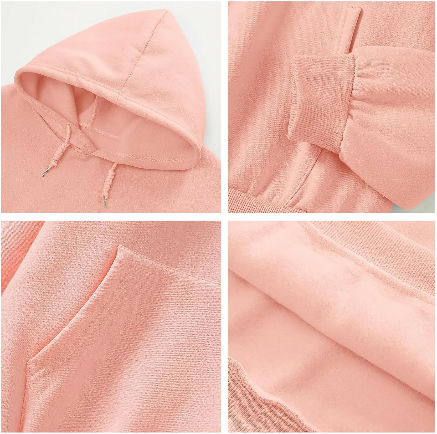 Cute Plain Hoodies for Women Teen Girls Aesthetic Fleece Solid Sweatshirt Pullover Long Sleeve Basic Tops