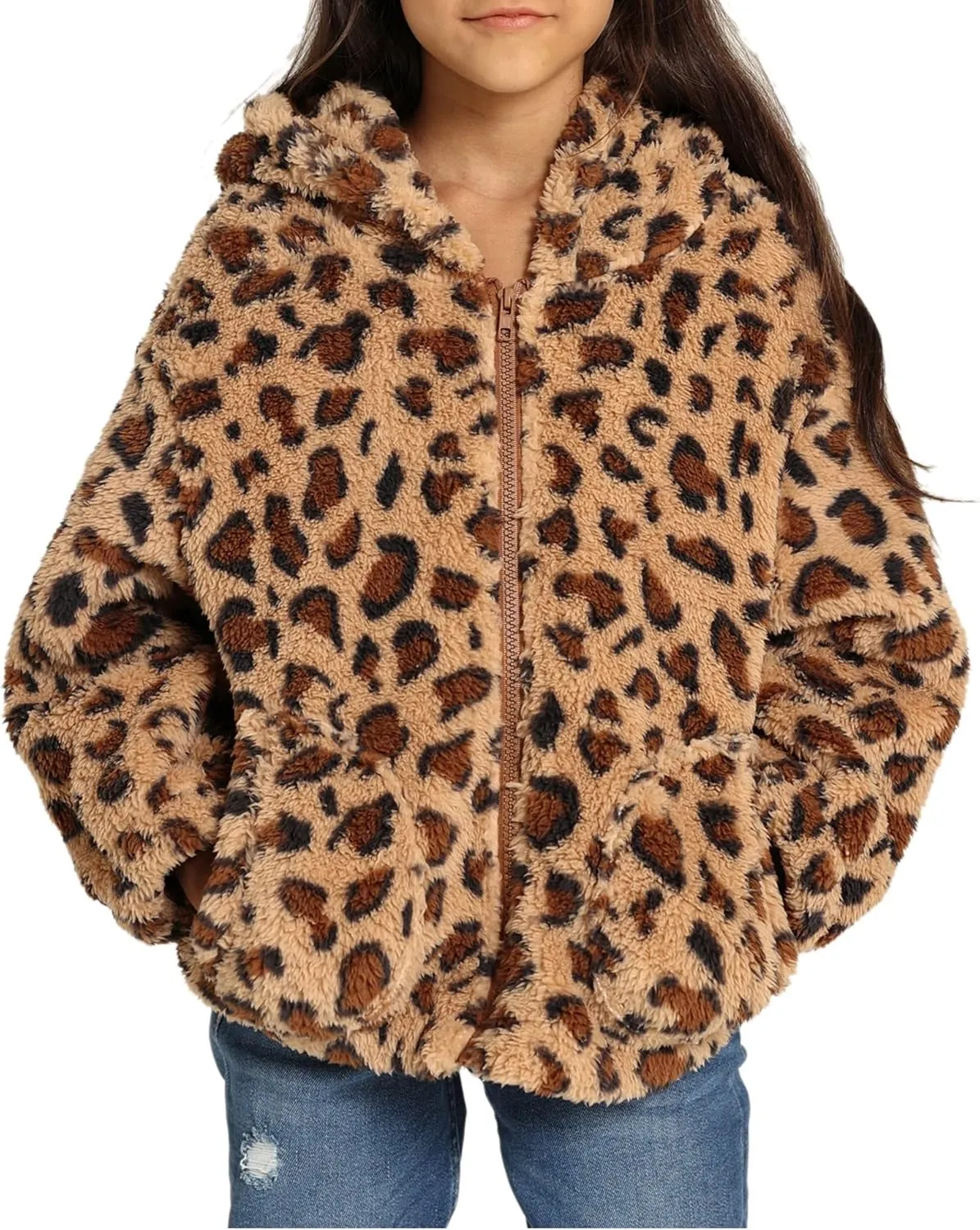 Danna Belle Girls Full Zip Hoodie Fleece Jacket Sherpa Hoodie Coat Fall Winter Outwear 5-12Y