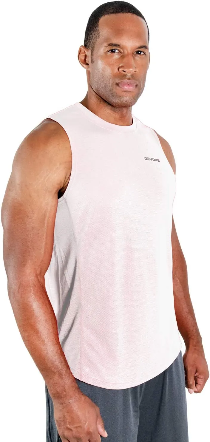 DEVOPS 3 Pack Men's Muscle Shirts Sleeveless Dry Fit Gym Workout Tank Top