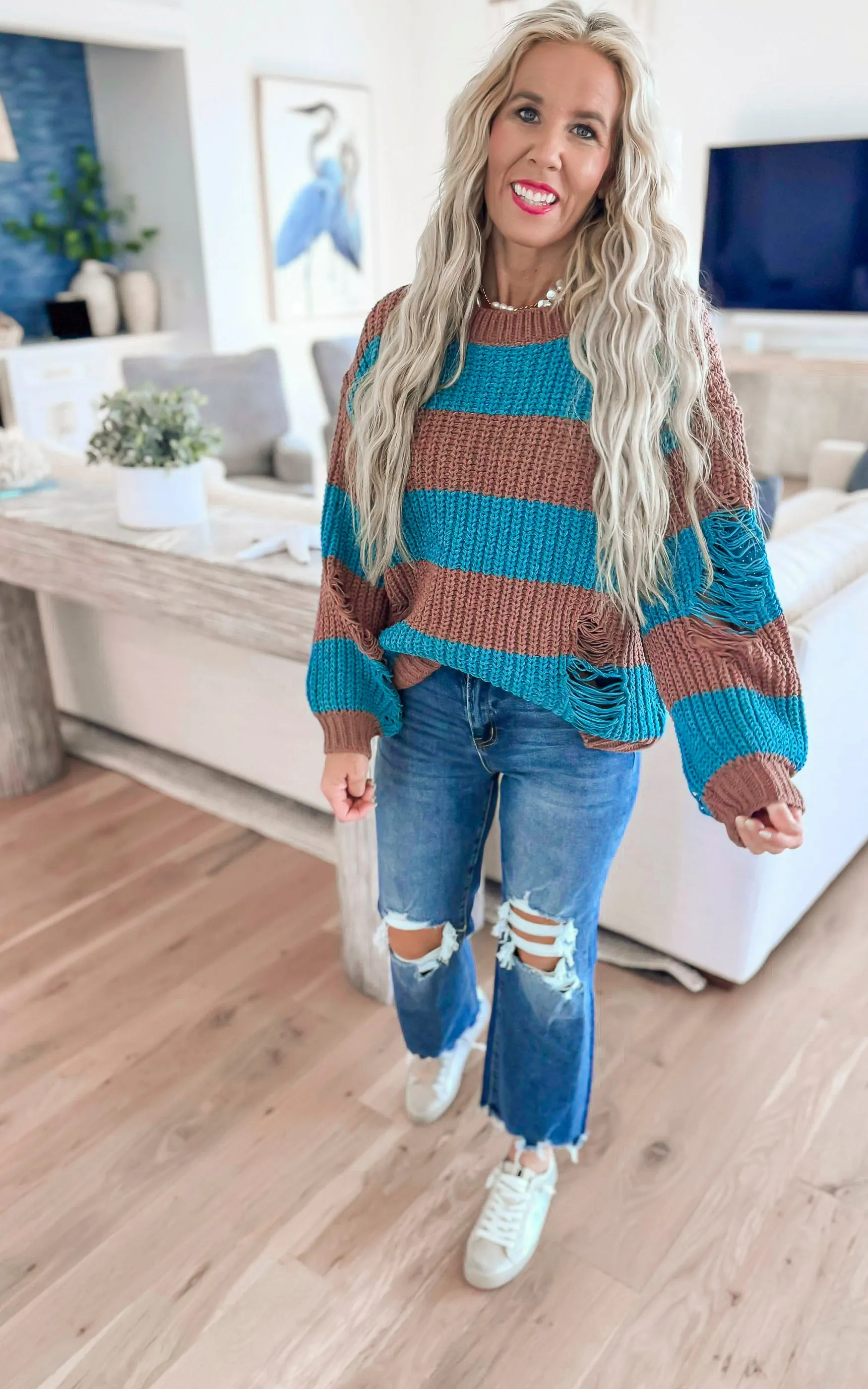Distressed Stripe Sweater | POL