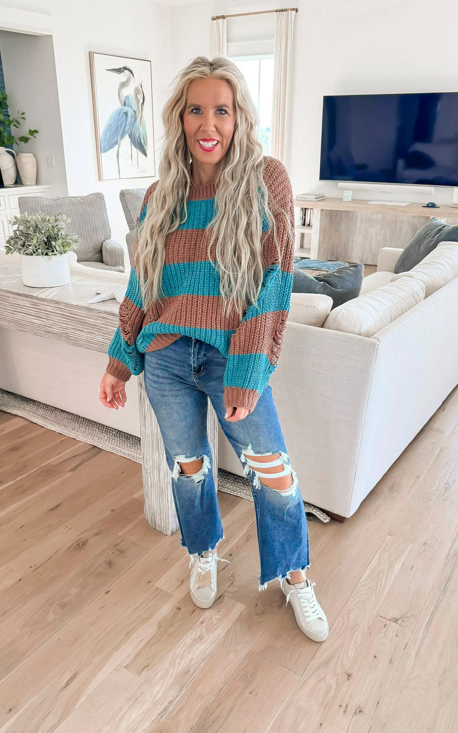 Distressed Stripe Sweater | POL