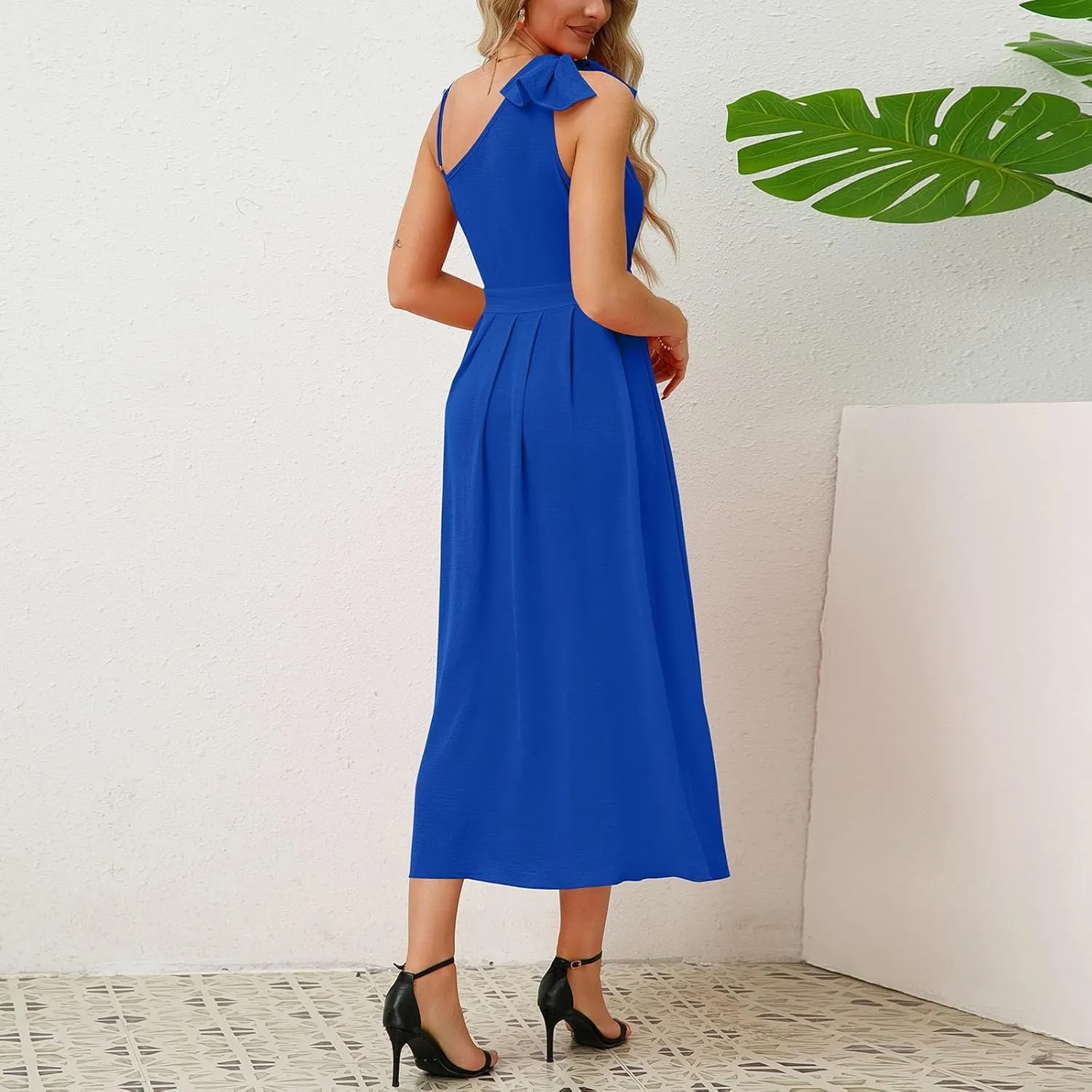 Dresses for Women 2024, Hawaiian Bohemian Flowy Irregular Summer Cocktail Dress V-Neck Casual Sleeveless Dressses