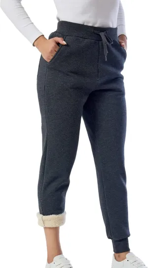 Duyang Women's Warm Sherpa Lined Sweatpants Athletic Jogger Harem Pants