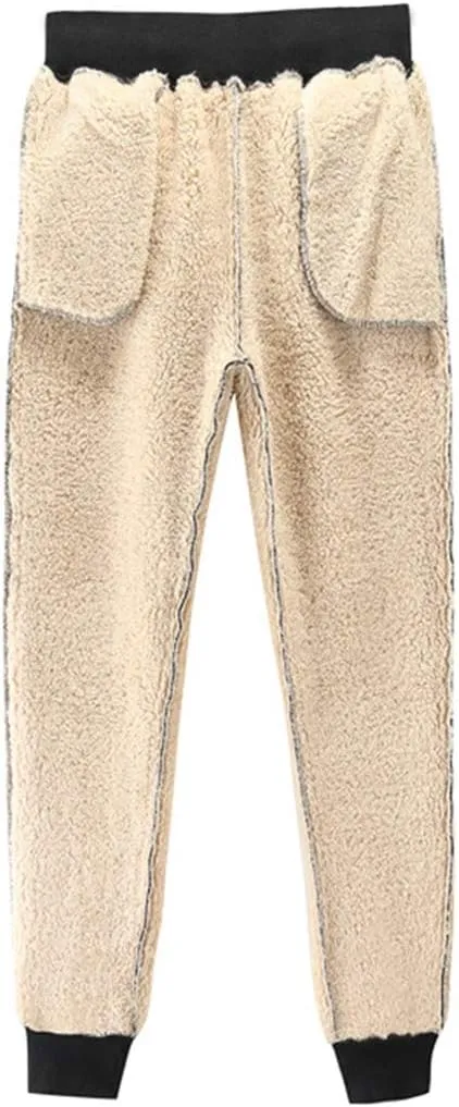 Duyang Women's Warm Sherpa Lined Sweatpants Athletic Jogger Harem Pants