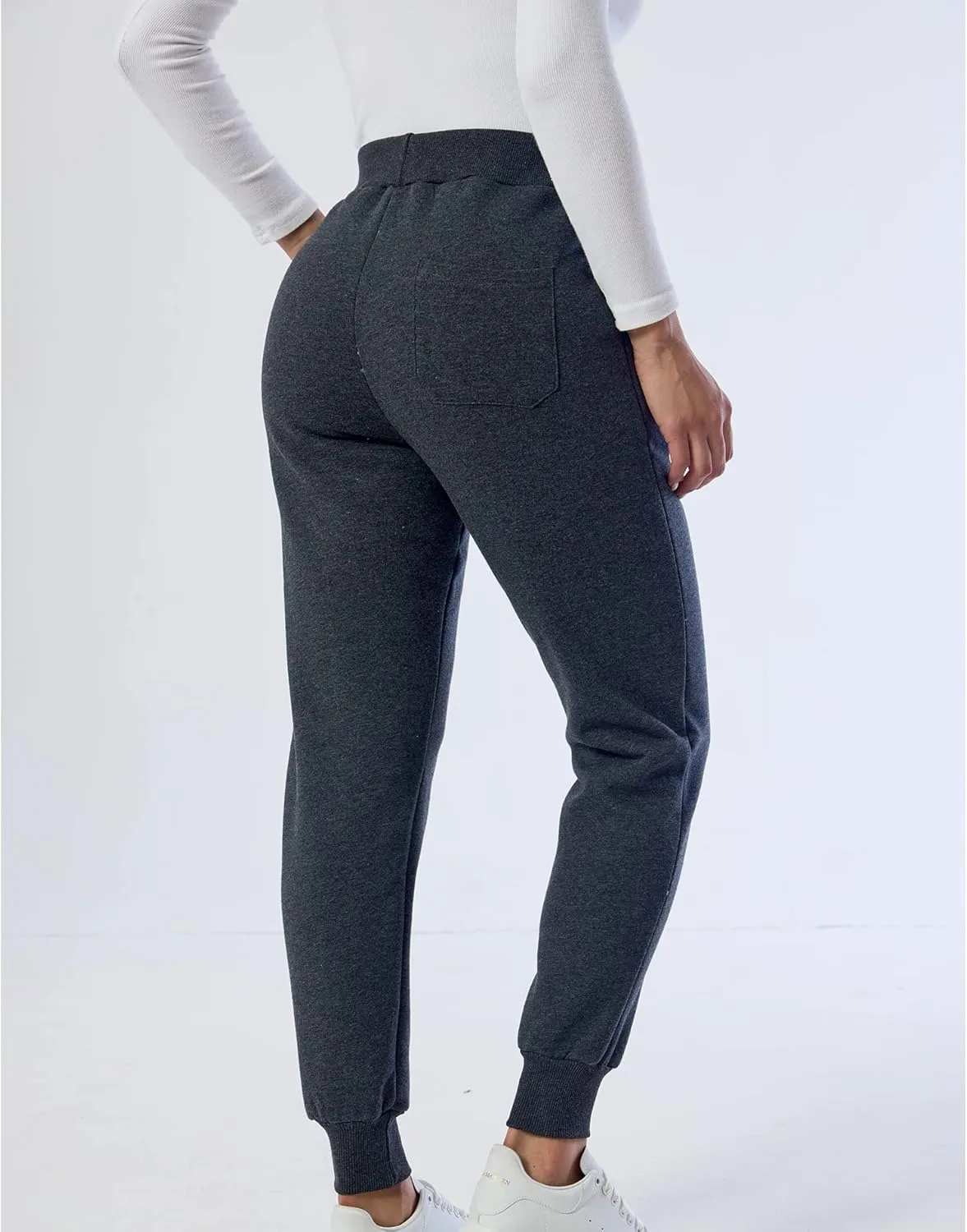 Duyang Women's Warm Sherpa Lined Sweatpants Athletic Jogger Harem Pants