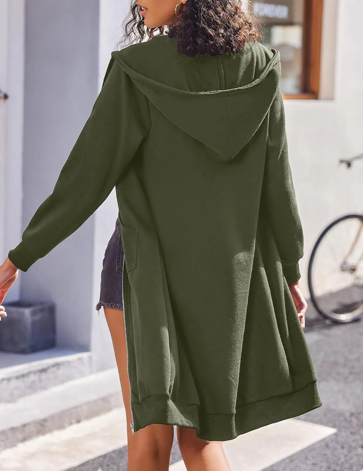 ELESOL Women Casual Zip up Fleece Hoodies Tunic Sweatshirt Long Hoodie Jacket S-XXXL