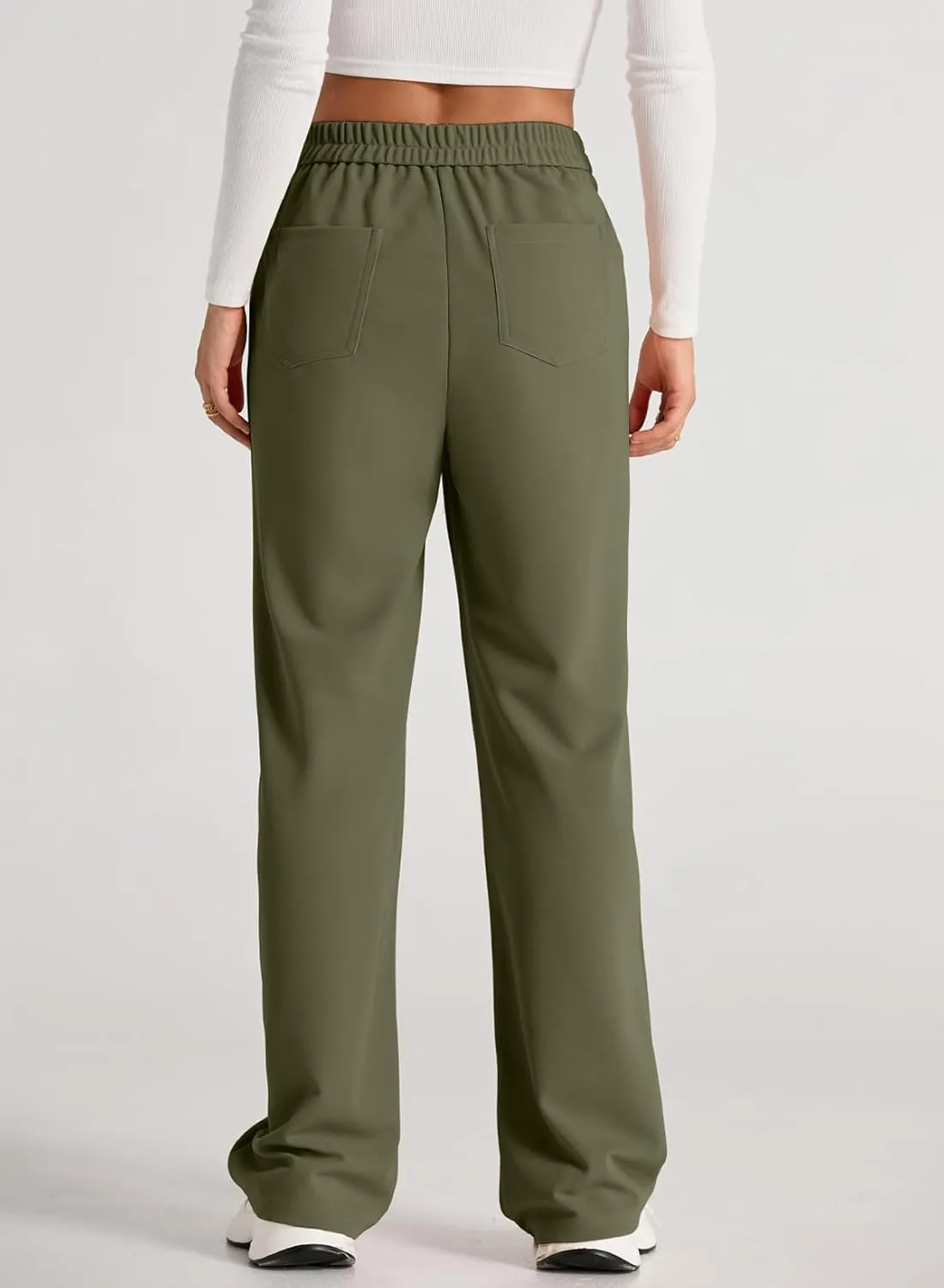 EVALESS Women's Spring 2025 Dress Pants High Waist Straight Leg Pants Button Down Bottoms Work Pants Trousers with Pockets