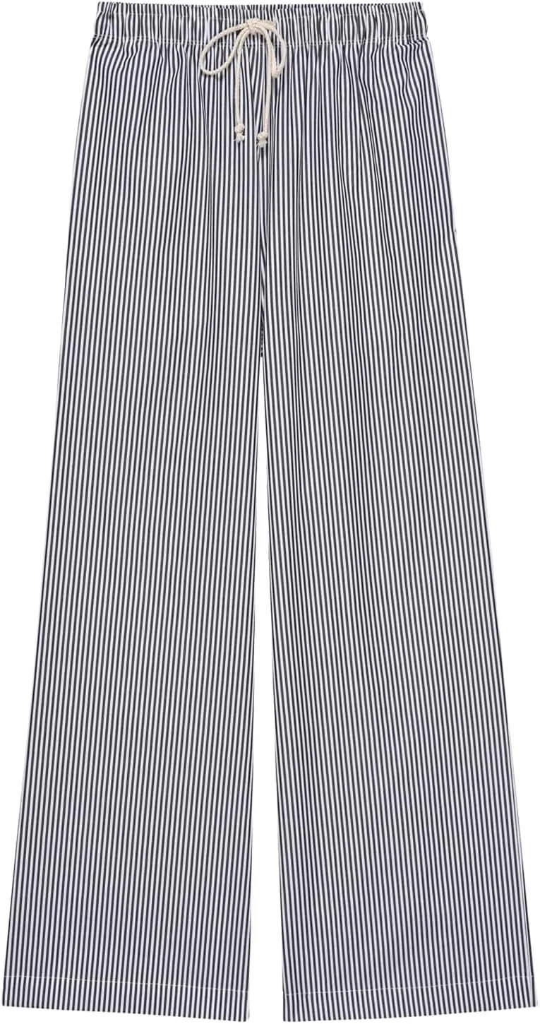 Faretumiya Women Y2k Striped Pants Elastic High Waist Wide Leg Pants Loose Lounge Bottoms Sweatpants Streetwear