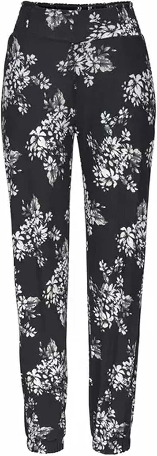 FarJing Women's Boho Palazzo Pants Casual Comfy High Waist Print Stretch Beach Trousers Lounge Pants Wide Leg
