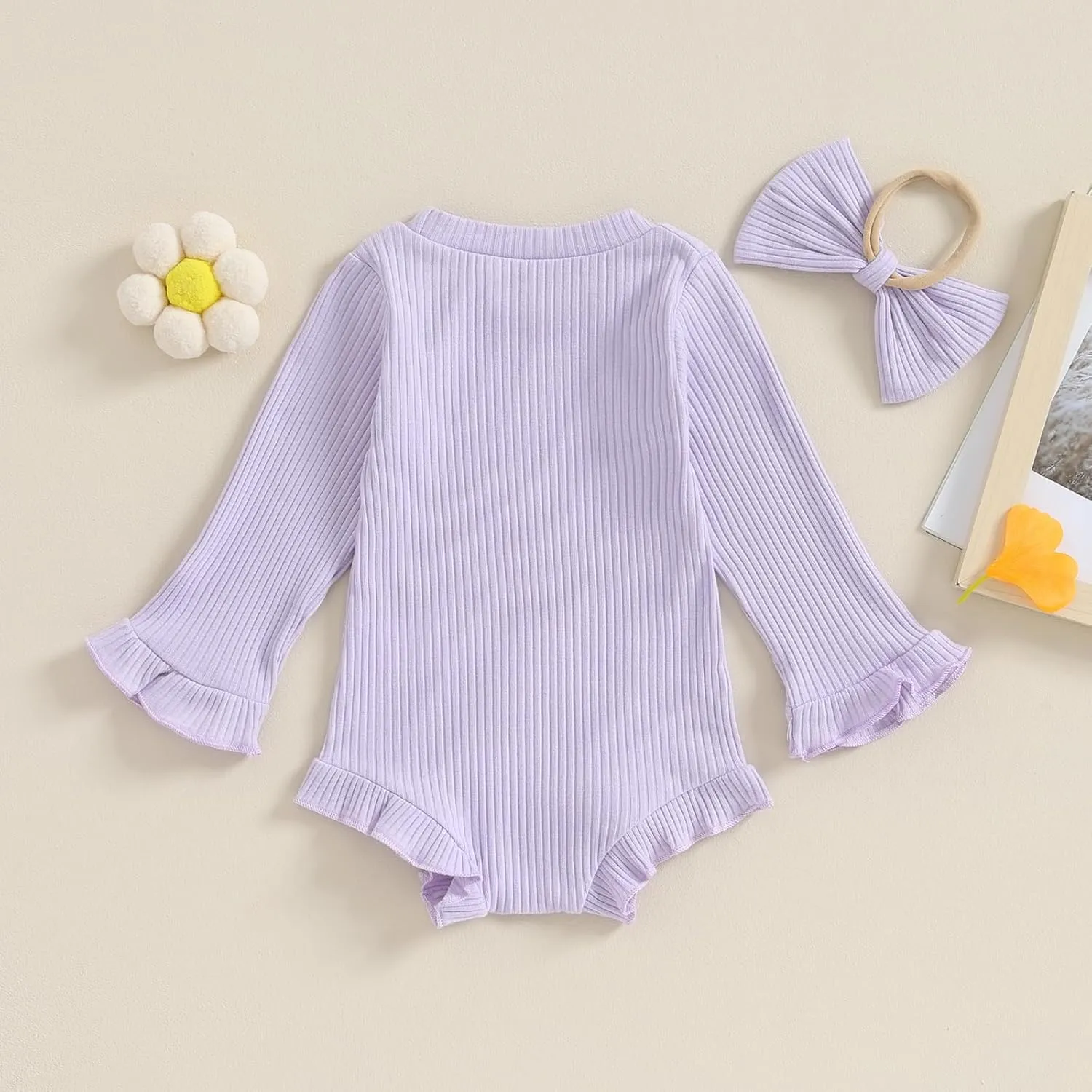 fhutpw Newborn Baby Girl Oversized Sweatshirt Romper Ruffle Long Sleeve Crewneck Onesie Sweater Tops Infant Fall Clothes