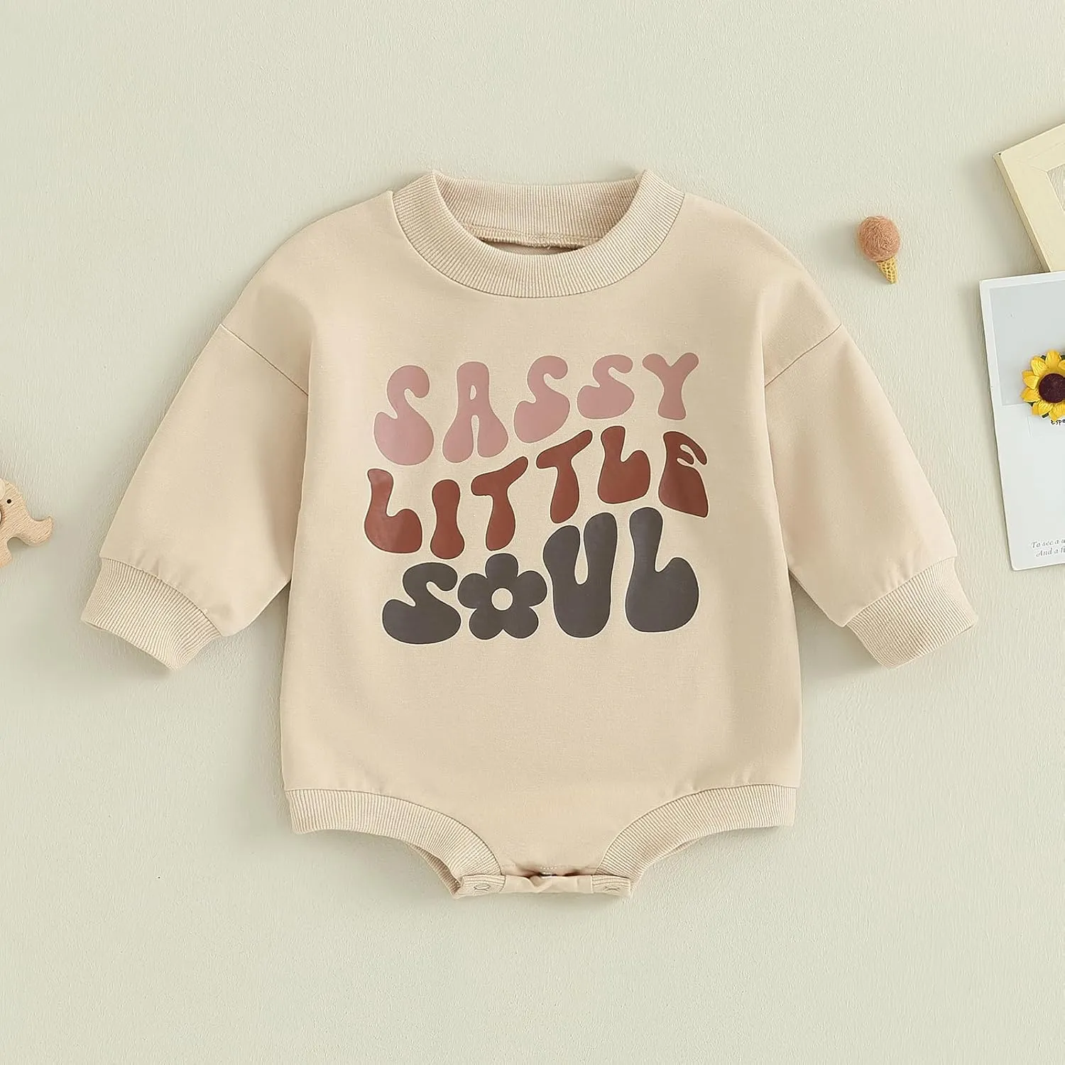 fhutpw Newborn Baby Girl Oversized Sweatshirt Romper Ruffle Long Sleeve Crewneck Onesie Sweater Tops Infant Fall Clothes
