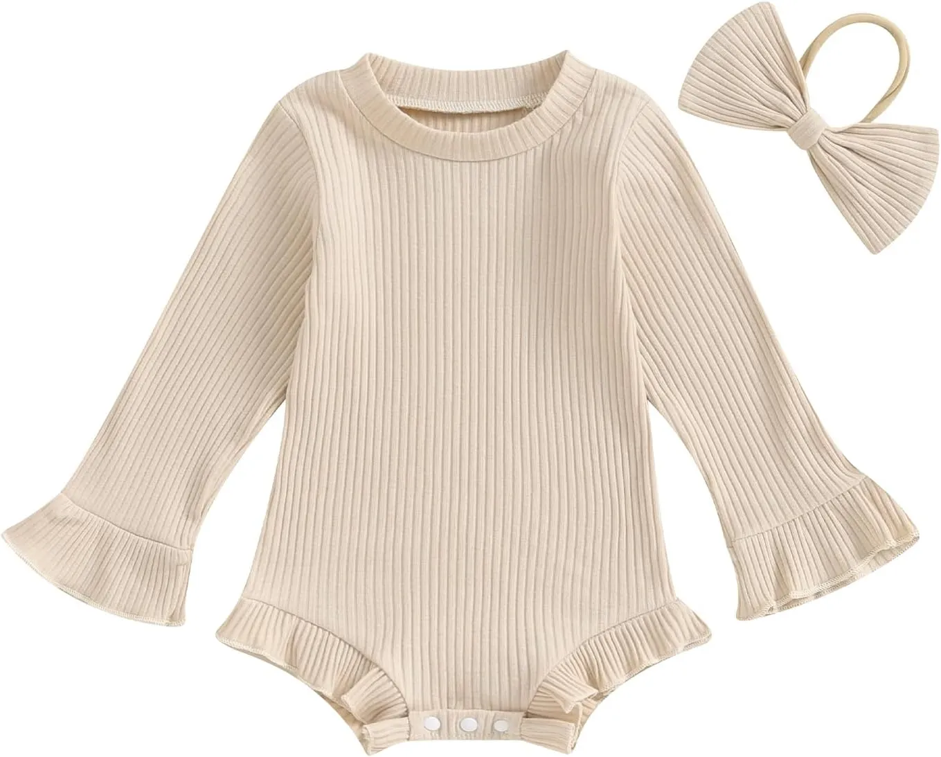 fhutpw Newborn Baby Girl Oversized Sweatshirt Romper Ruffle Long Sleeve Crewneck Onesie Sweater Tops Infant Fall Clothes