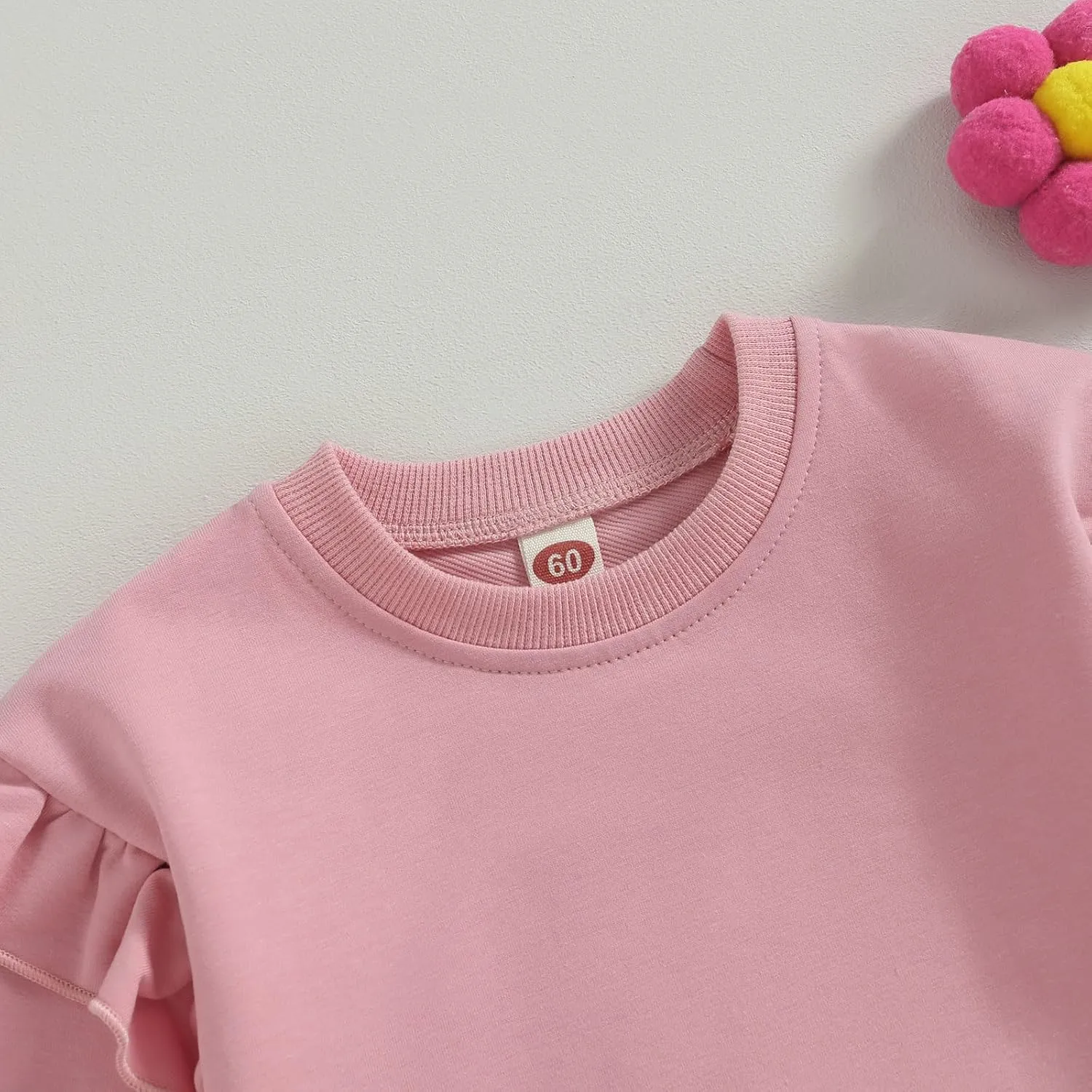 fhutpw Newborn Baby Girl Oversized Sweatshirt Romper Ruffle Long Sleeve Crewneck Onesie Sweater Tops Infant Fall Clothes