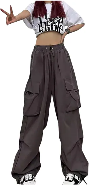 Firzero Cargo Pants for Women Wide Leg Parachute Sweatpants High Waisted Flowy Baggy Trousers 2024 Summer Trendy Y2k Pants