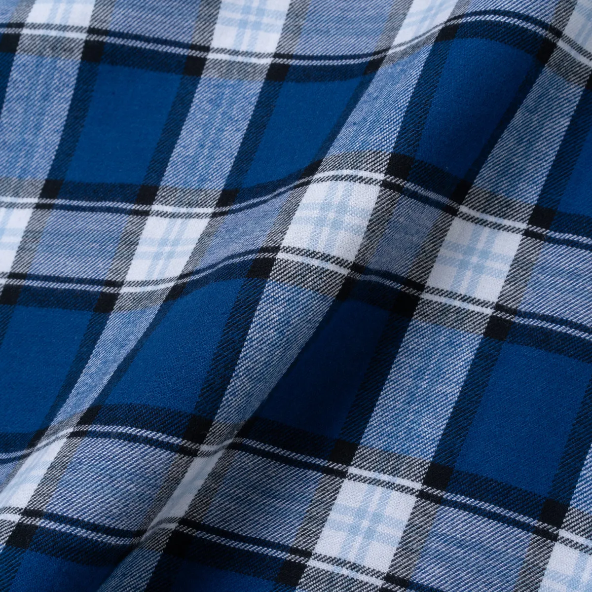 Flannel Long Sleeve Shirt - White Blue