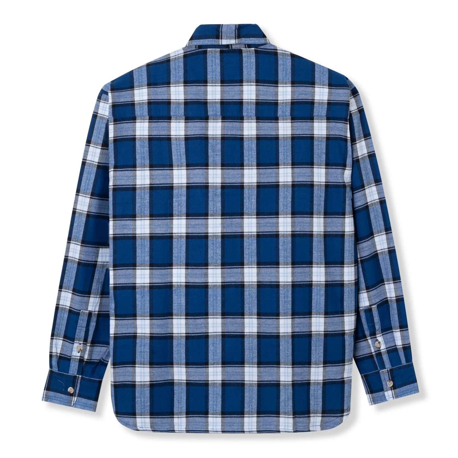 Flannel Long Sleeve Shirt - White Blue