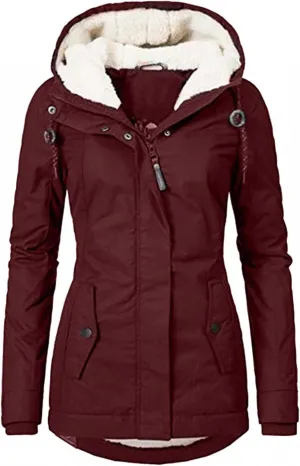 Fleece Coat Faux Fur Lined Trench Wool Coat Hooded Thick Windproof Plus Size Outwear Jacket Coats Winter Warm Coat