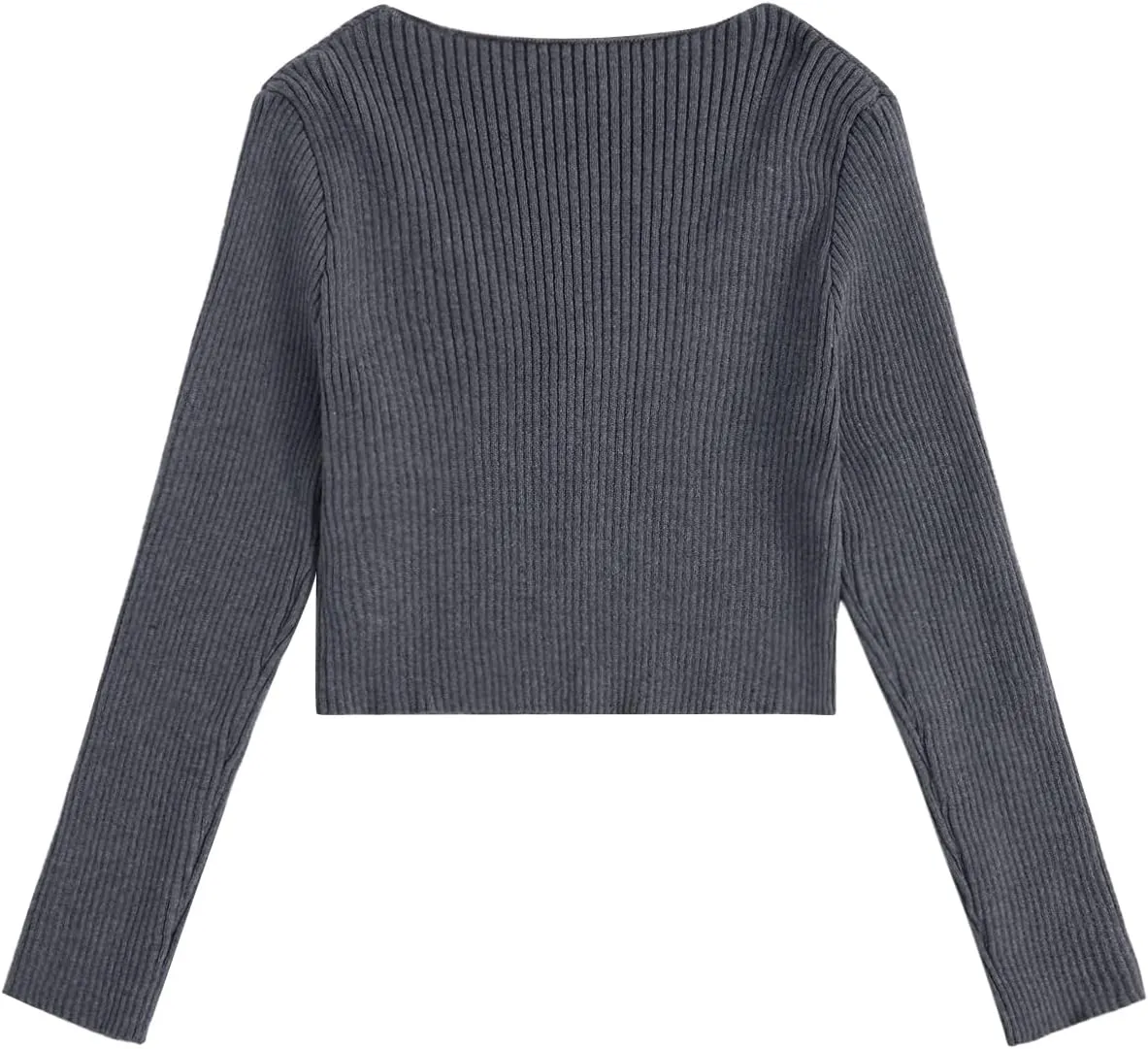 Floerns Women's Tie Front Long Sleeve Rib Knit Shrug Sweaters Cardigan Crop Top