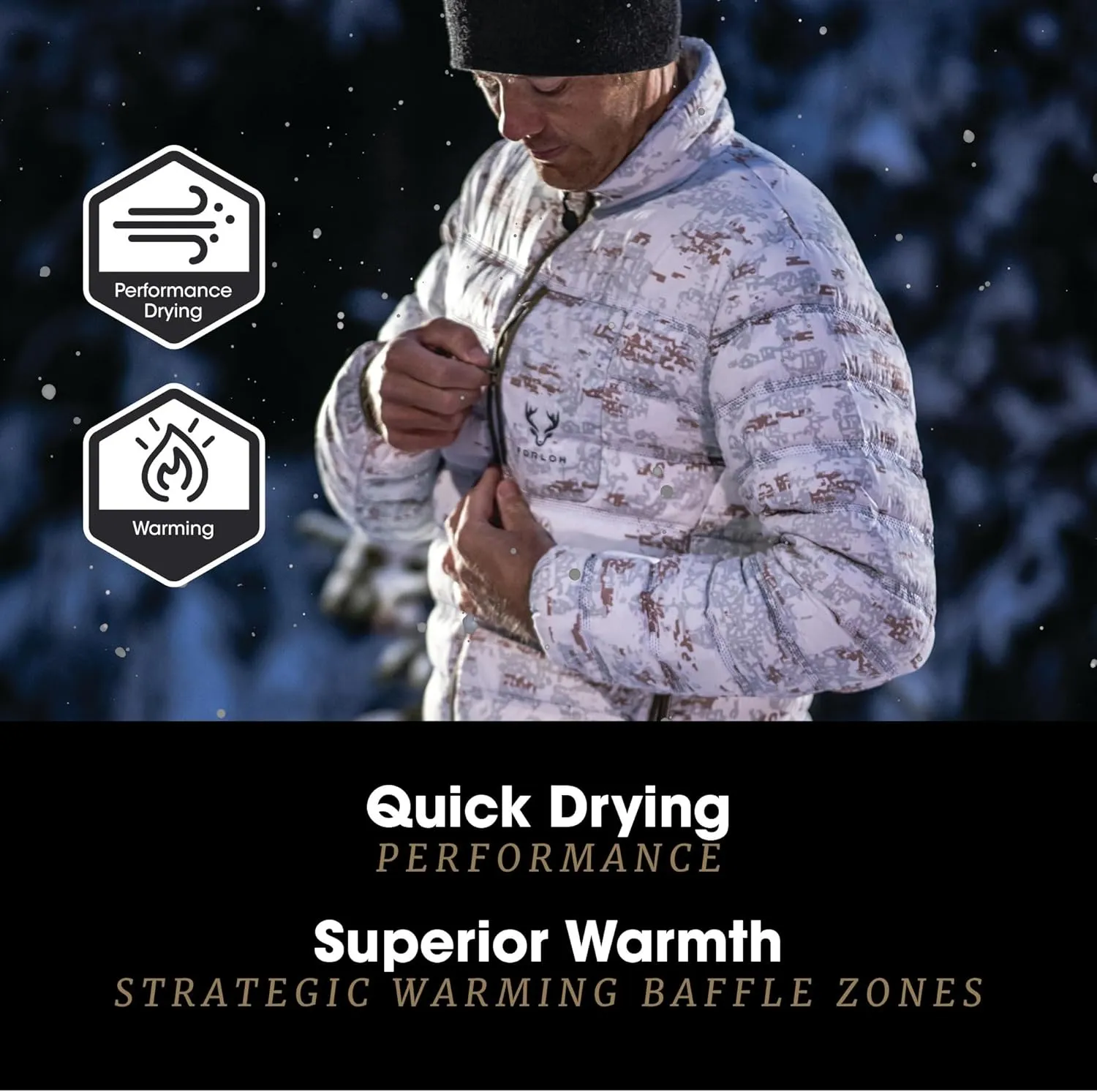 FORLOH Men's ThermoNeutral Down Hunting Jacket - Water Repellent Insulated Hunting Clothes/Warm, Breathable, Quick Dry