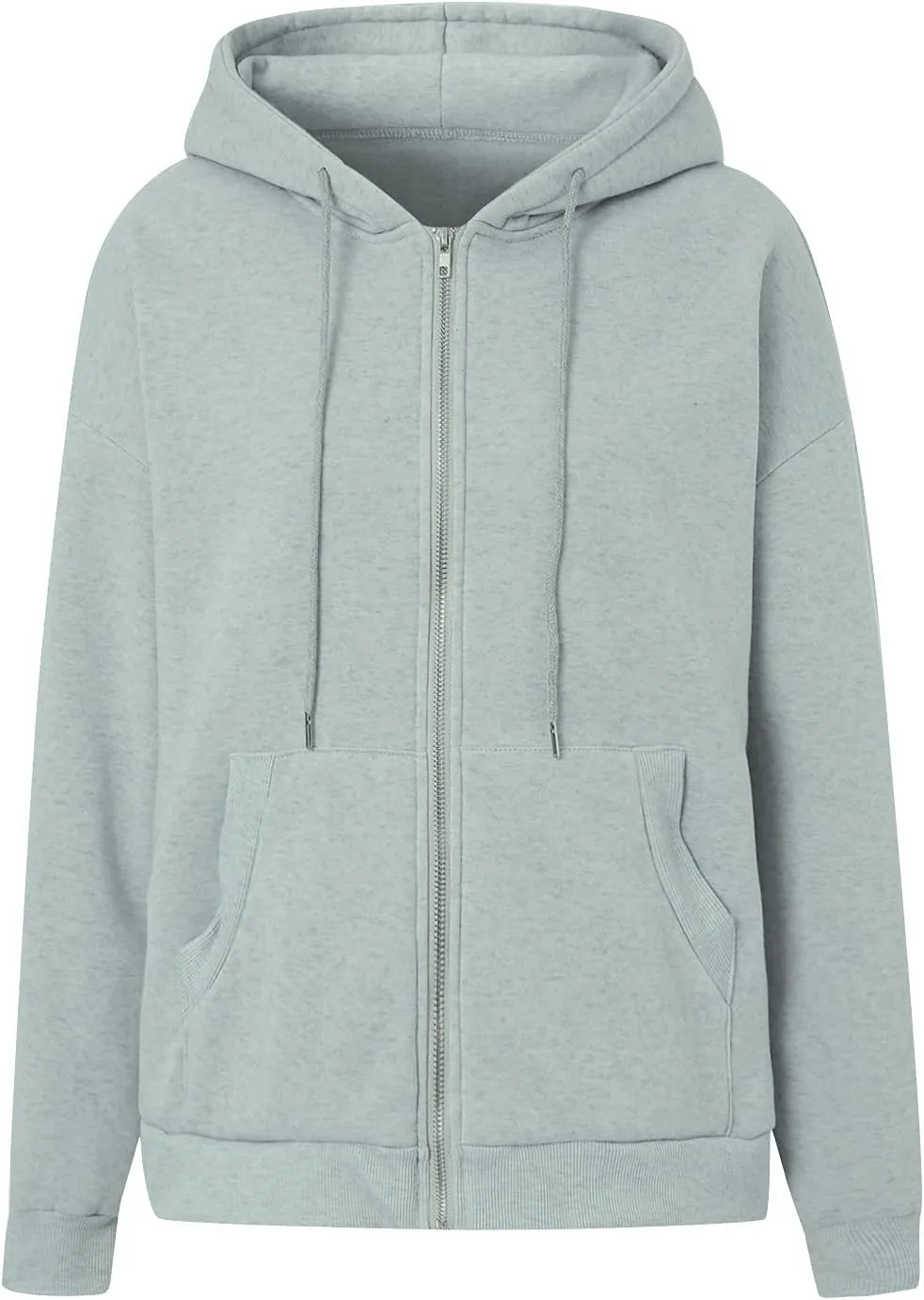 Franhais Womens Zip Up Oversized Hoodies Y2k Long Sleeve Drawstring Vintage Sweatshirts Aesthetic Pullover JacketStreetwear
