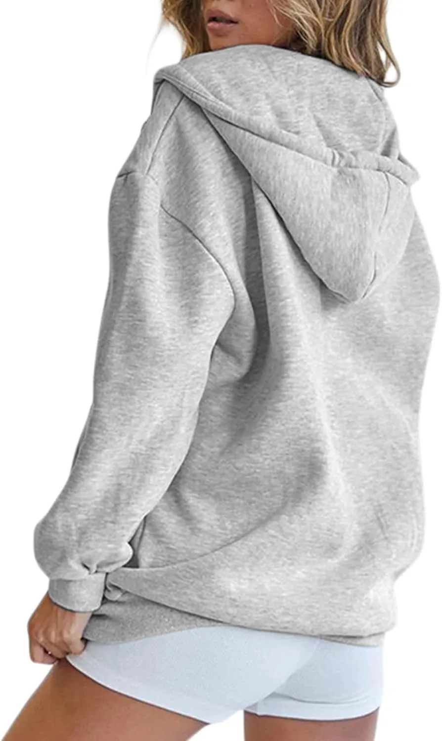 Franhais Womens Zip Up Oversized Hoodies Y2k Long Sleeve Drawstring Vintage Sweatshirts Aesthetic Pullover JacketStreetwear