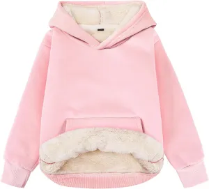 Gihuo Unisex Boys Girls Winter Sherpa Lined Hoodie Kid's Fleece Pullover Hooded Sweatshirt