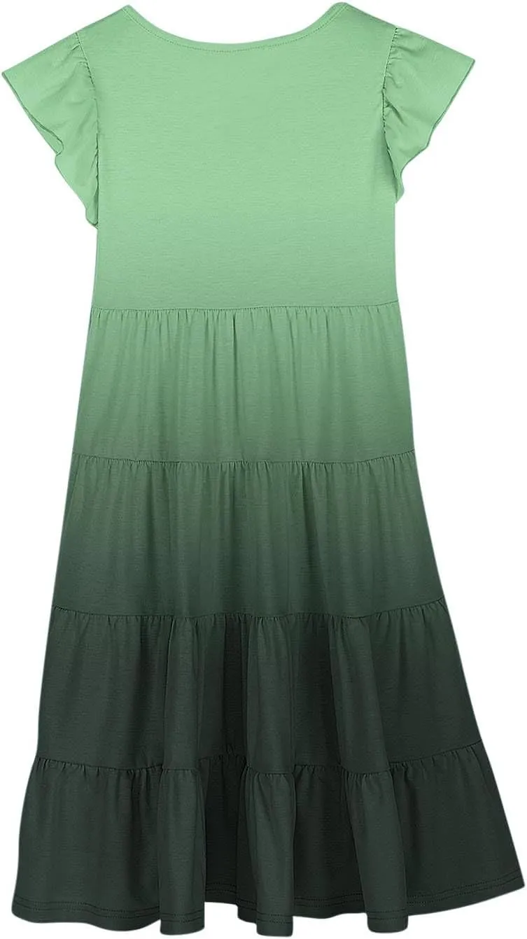 Girls Dresses Size 14-16 Summer Boho Sun Dress Tween Ruffles Tiered Sundress School Vacation Clothes Outfits