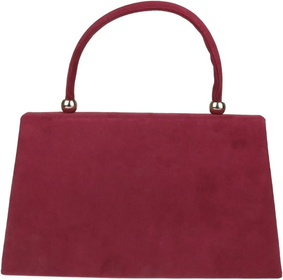Girly HandBags Top Handle Faux Suede Clutch Bag Grab Holder Womens Handbag