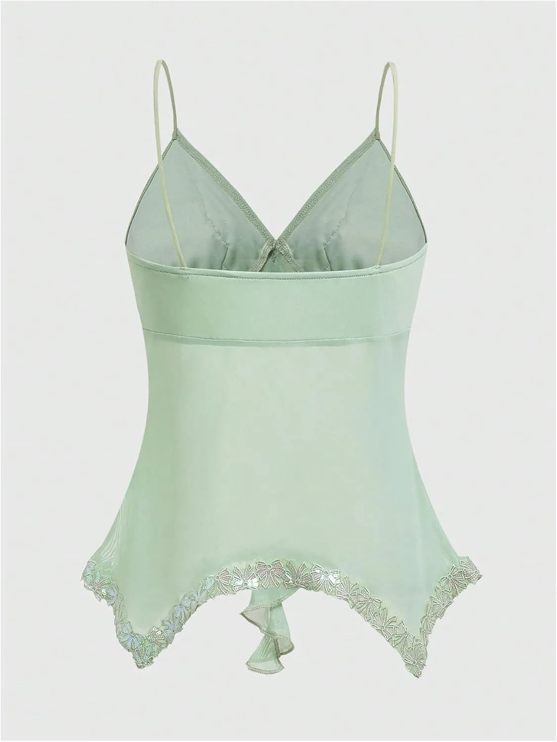 GORGLITTER Women's Butterfly Embroidered Lace Y2K Cami Top Asymmetrical Coquette Camisole Tops