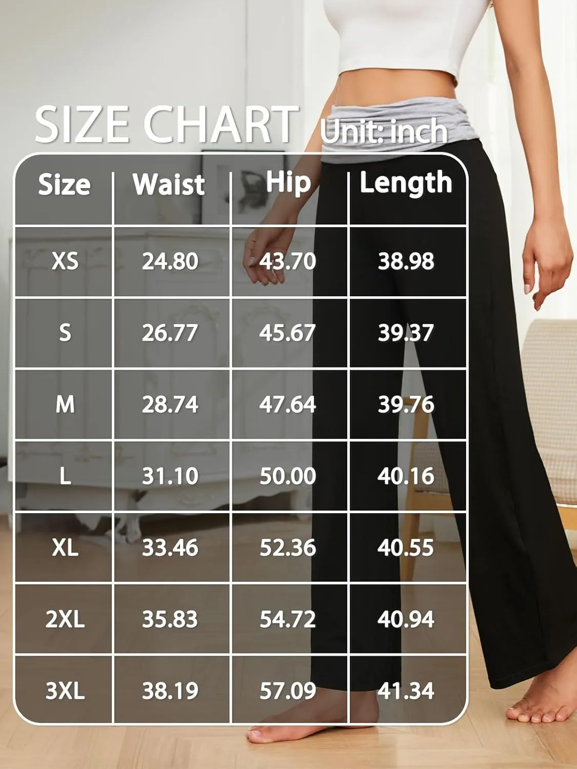 Gracyoga Women's Comfy Pajama Pants Wide Leg Lounge Palazzo Yoga Pants Stretch Casual Floral Print Fold Waist Pants