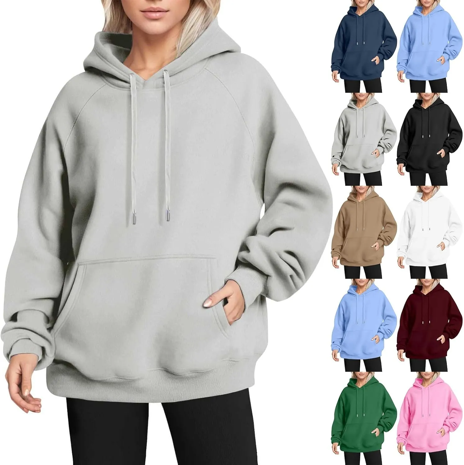 Gumipy Oversized Hoodies for Women Drawstring Fleece Womens Hoodies Sweatshirts Y2K Long Sleeve Hoodies Pullover Winter Coats