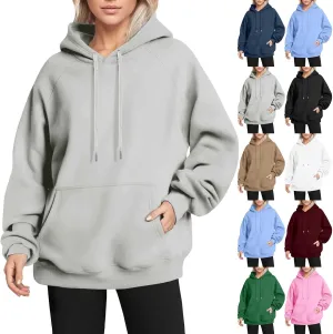 Gumipy Oversized Hoodies for Women Drawstring Fleece Womens Hoodies Sweatshirts Y2K Long Sleeve Hoodies Pullover Winter Coats