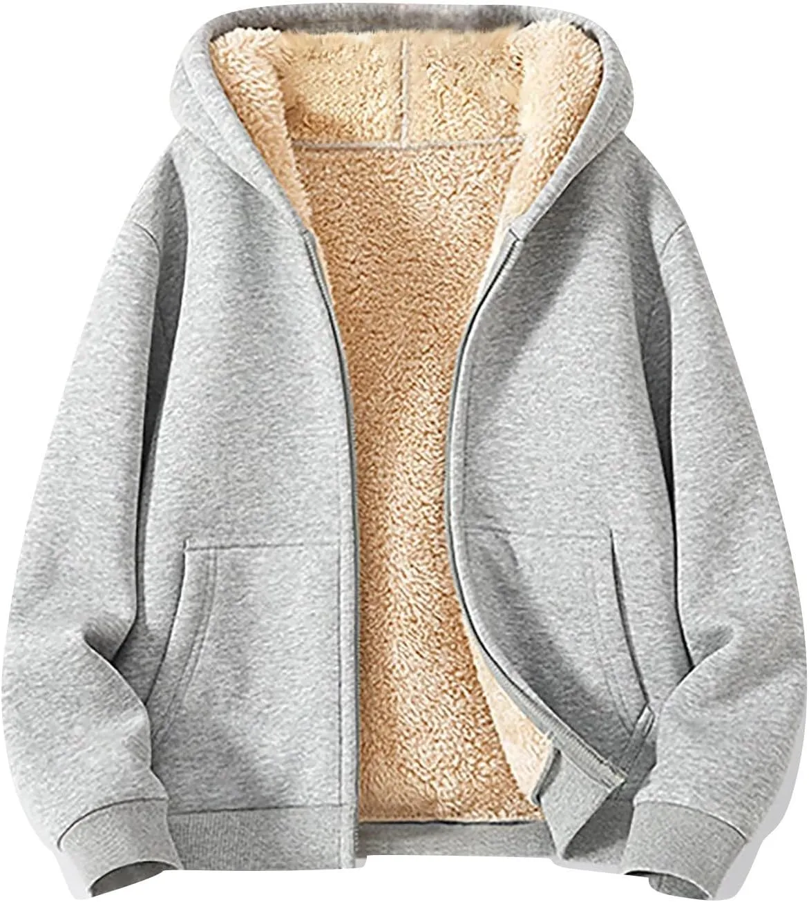 Gumipy Zip Up Hoodie Women Fleece Oversized Hoodie Sweatshirt Plus Size Sherpa Lined Hoodies Jacket Winter Coats with Pockets