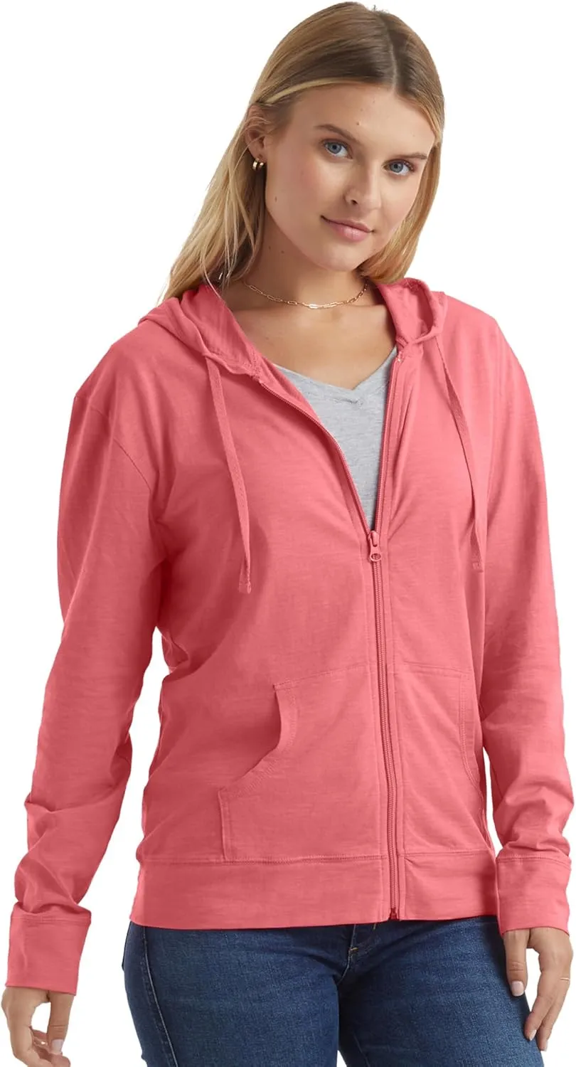 Hanes Womens Slub Knit Full-Zip Hoodie, Textured Cotton Zip-Up T-Shirt Hoodie for Women