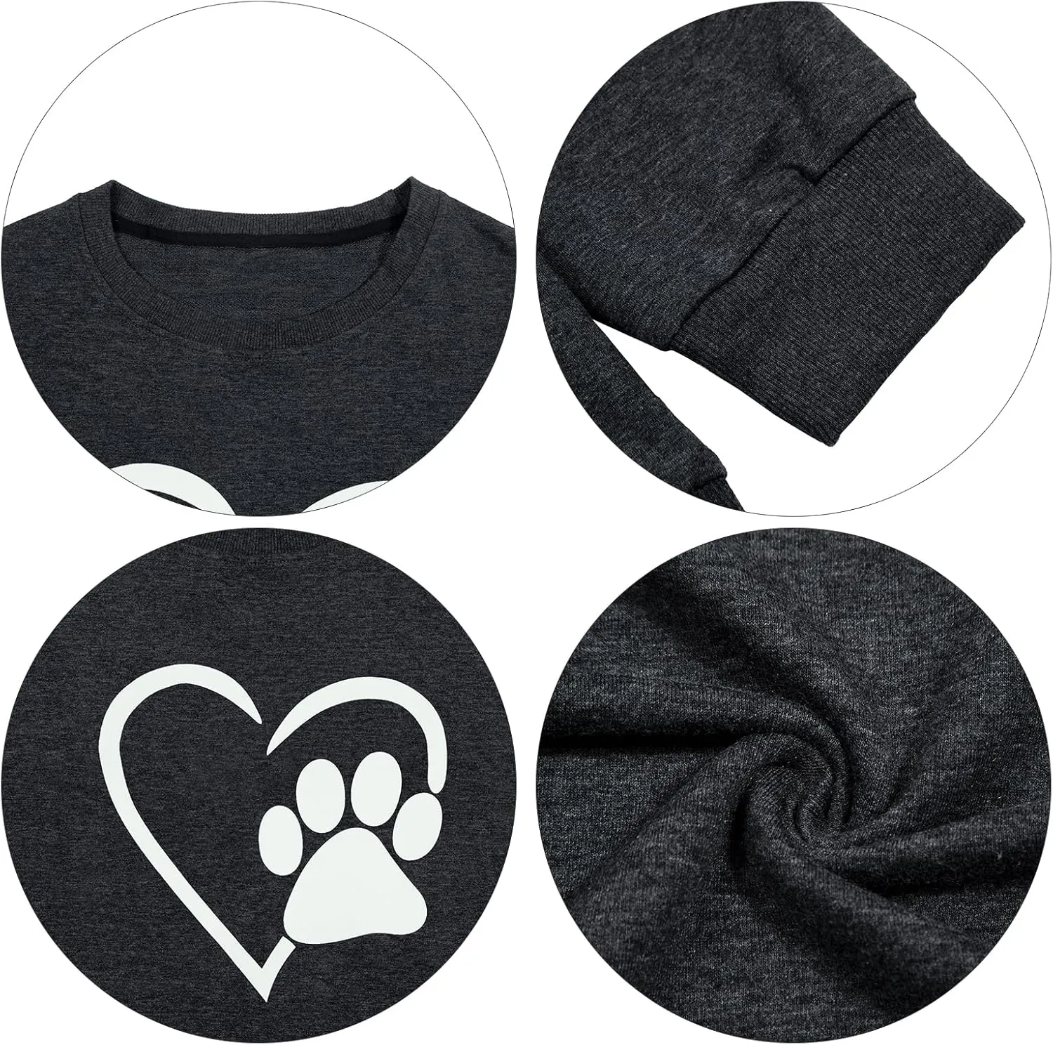HEBBE Dog Mom Sweatshirt For Women - Floral Paw Embroidered Pullover Top - Oversized Sweater