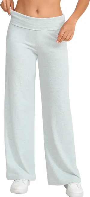 HeSaYep Women's Wide Leg Sweatpants Workout Lounge Pants Fold Over Low Rise Yoga Pants